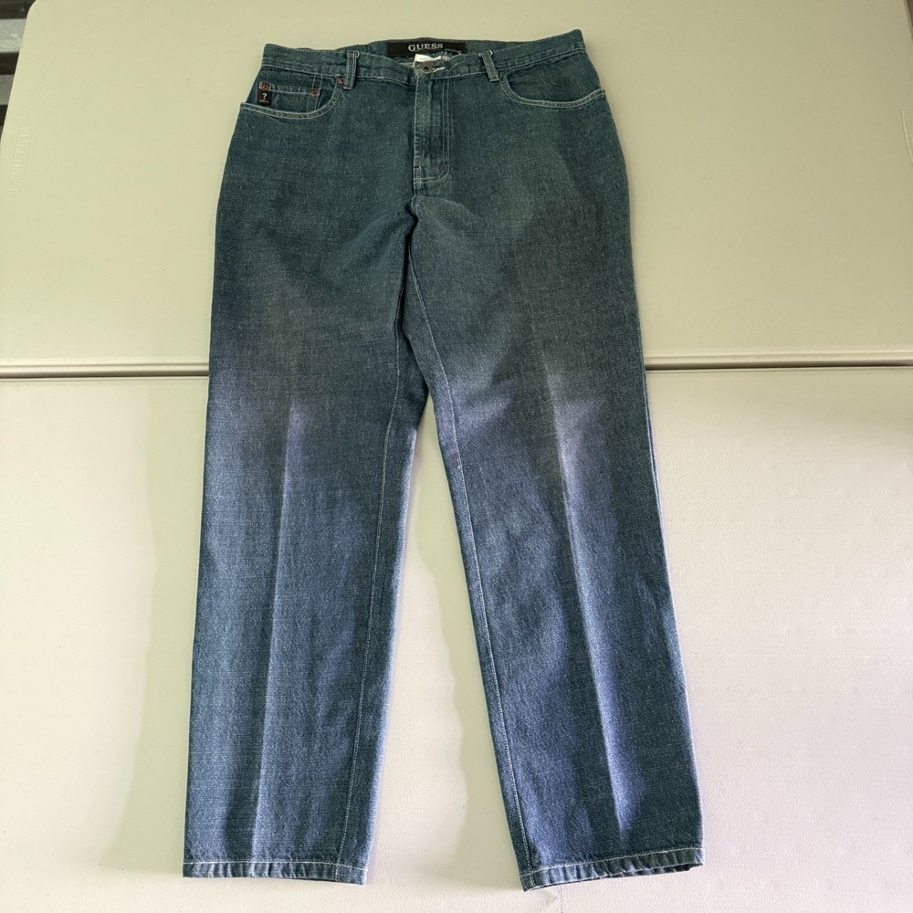 Guess Jeans Men 34 Blue Straight Leg Denim American Tradition Classic Everyday